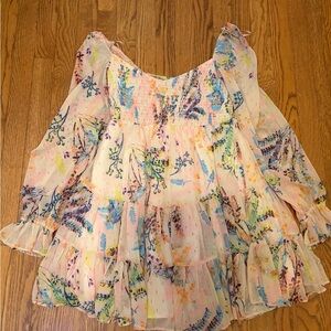 BTFL-Life Pastel Floral Smocked Mini Dress – Size M
